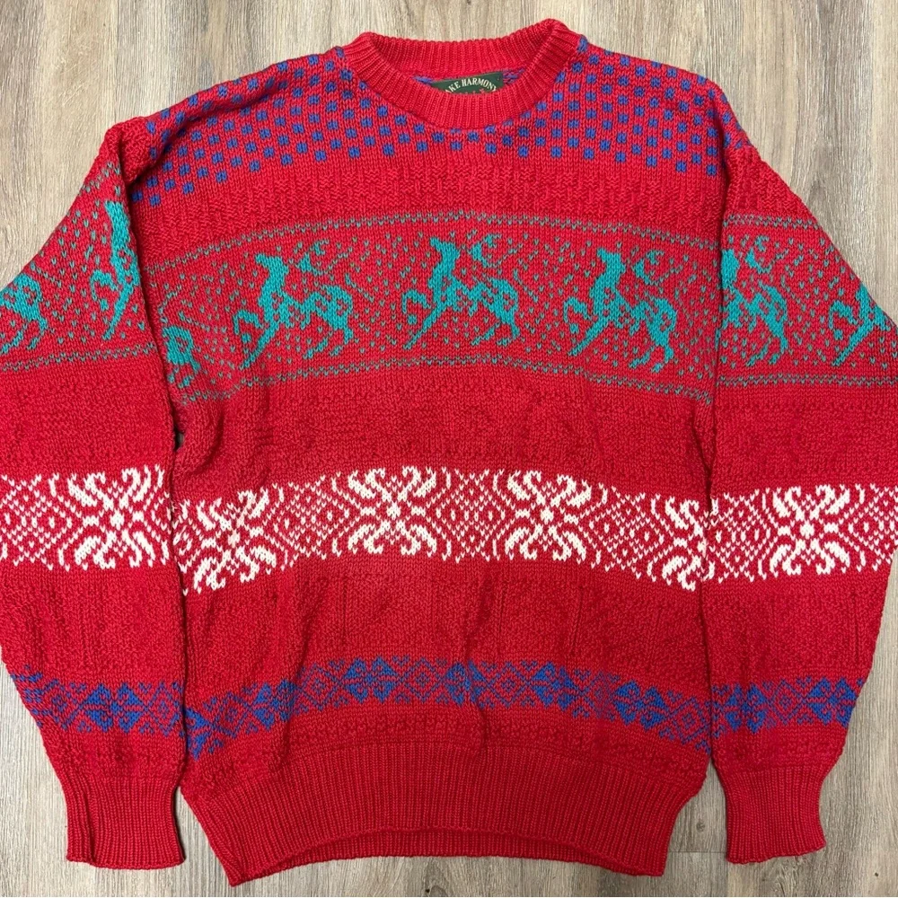 Vintage Lake Harmony Rowing‎ Club Knit Sweater Made in USA Large